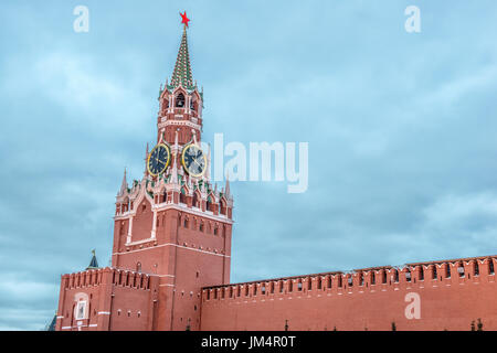 Russland, Moskau, Roter Platz, Kreml, Herz Russlands, Geläute Uhr, Spasskaja-Turm Stockfoto