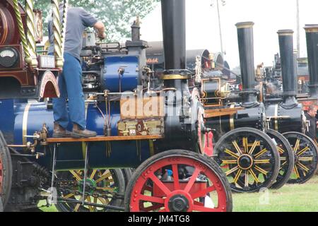 Reihe von Dampf betriebene Lokomobile Masham Steam Fair, Masham, North Yorkshire, UK Stockfoto