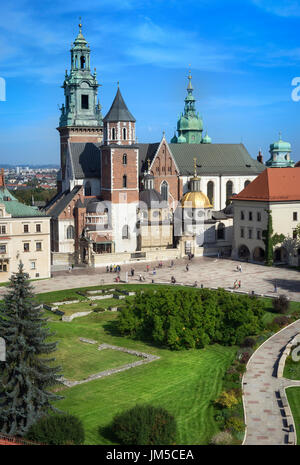 Royal Wawel Kathedrale (Katedra Wawelska). Blick von der Burg Turm, Wawel-Hügel, Krakau Stockfoto