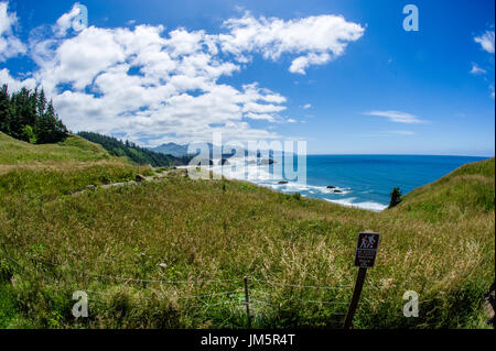 Indian Beach gesehen vom Ecola Staatspark in Cannon Beach, OR, USA Stockfoto