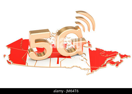 5G in Kanada Konzept, 3D-Rendering isolierten auf weißen Hintergrund Stockfoto