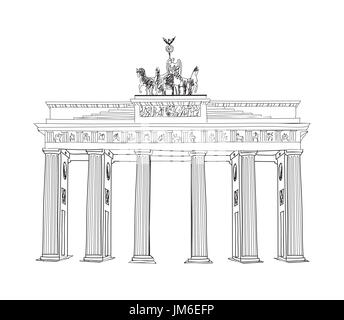 Reisen Deutschland Berliner Stadtbild das Brandenburger Tor in Berlin-Skyline-Vektor-Illustration. Brandenburger Tor in Berlin, Deutschland Stockfoto