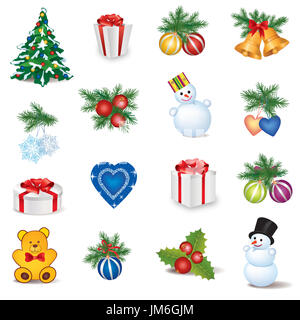 Weihnachts-Icons set. Happy Winter Urlaubsgeschenk-Design-Elemente Stockfoto