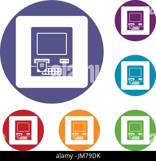 ATM Bank Geldautomat Icons set Stock Vektor
