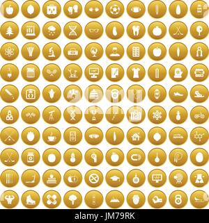 100 gut Person Icons set gold Stock Vektor