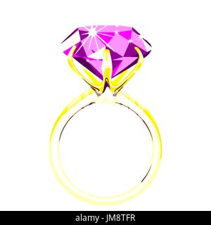Solitär - Diamant-Ring-Vektor-Illustration. 10 eps Stock Vektor