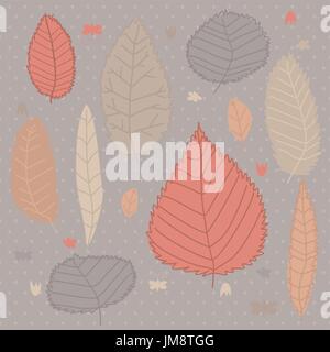 Herbst Design-Hintergrund mit bunten, roten und gelben Blätter fallen vom Baum Stock Vektor