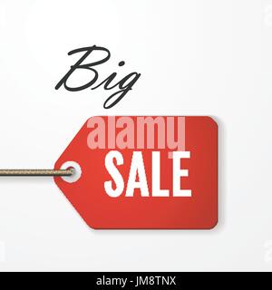 Big Verkauf Vektor-illustration roten Schild mit der Aufschrift großen Verkauf auf einem weißen Hintergrund paper Art Stil Stock Vektor