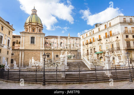 Fontana Pretoria in Palermo, Sizilien, Italien Stockfoto