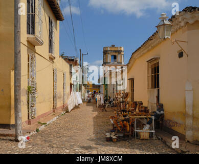 Straßenmarkt in der alten kolonialen Zentrum von Trinidad, Spiritus Sacti Region, Kuba. Stockfoto