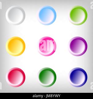 Satz von glänzenden Kunststoff bunten Knöpfen für Websites oder Business Design. Saubere und moderne design Stock Vektor