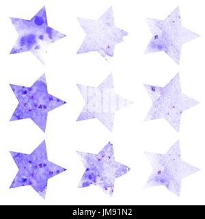 Leuchtenden Aquarell Sterne Symbol gesetzt. Vektor-Illustration. 10 eps Stock Vektor