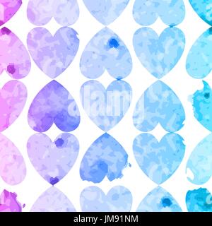 Nahtlose Muster mit Aquarell Herzen. Vektor-illustration Stock Vektor