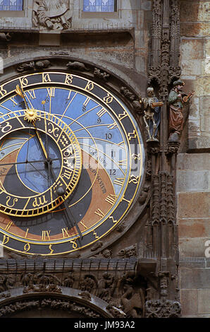 Astronomische Uhr, Altstädter Rathaus (Staroměstská Radnice), Staré Město, Prag, Tschechische Republik Stockfoto