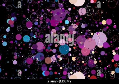 Nahtlose Farbe Hintergrund. Dekorative gezeichnete Muster, nahtlose Muster der farbigen Kreise auf einem schwarzen Hintergrund Stock Vektor