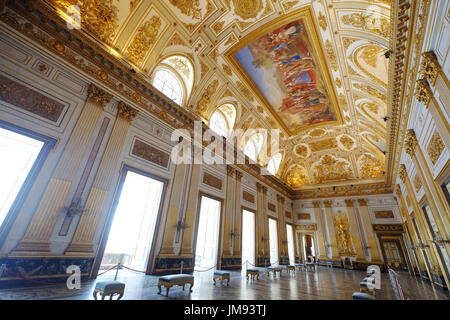 Der Saal des Thrones, der Königspalast von Caserta (Reggia di Caserta), Caserta, Kampanien, Italien Stockfoto