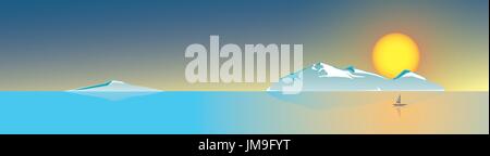 Meer Sonne Eisberg Schiff Stock Vektor