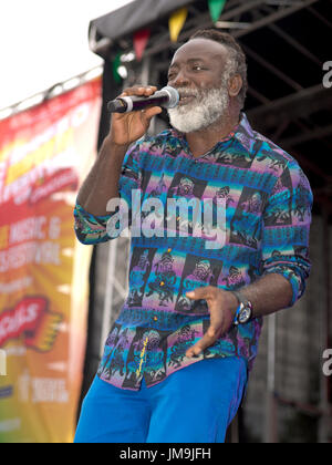 Reggae-Legende Freddie McGregor erklingt in 2017 beruhigen Festival, Handsworth Birmingham Stockfoto