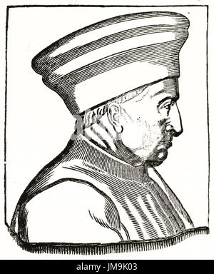 Alten gravierte Porträt von Cosimo de Medici (1389 – 1464), Bankier und Herrscher von Florenz, Italien. Von unbekannter Autor auf Magasin Pittoresque veröffentlicht Stockfoto