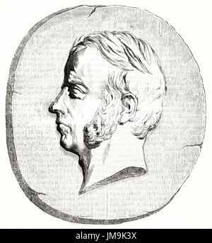 Alten graviert Reproduktion eines Medaillons Francisco Espoz y Mina (1781 – 1836), spanischer Guerilla-Führer und allgemeine feiern. Nach David, BMWi Stockfoto