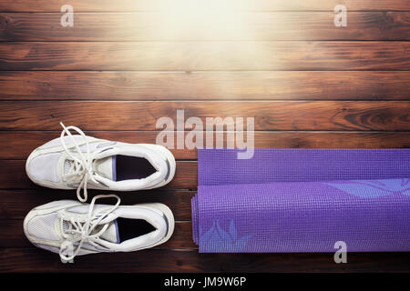 Yoga flach legen Hintergrund Stockfoto