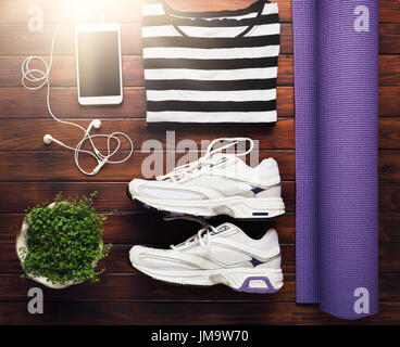 Yoga flach legen Hintergrund Stockfoto