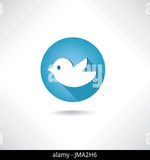 Trendige runde blaue Vogel social media unterzeichnen. Vogel Symbol. Stockfoto