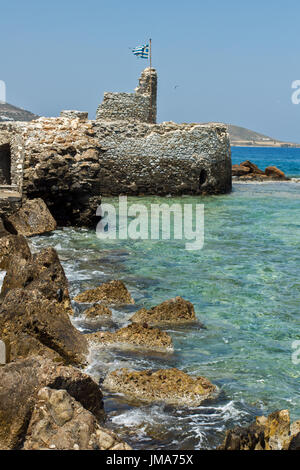 Venezianische Festung in Naoussa Stadt, Insel Paros, Kykladen, Griechenland Stockfoto