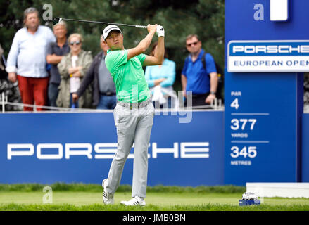 Winsen Luhe, Deutschland der. 27. Juli 2017.  David Lipsky der USA in Aktion in der ersten Runde der Herren Einzelbewerb auf der Europäischen Tour-PGA-Championship in Winsen eine der Luhe, Deutschland, 27. Juli 2017. Foto: Georg Wendt/Dpa/Alamy Live News Stockfoto