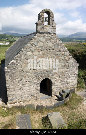 5. Jahrhundert Kirche von St. Tanwg in Llandanwg in Wales Stockfoto