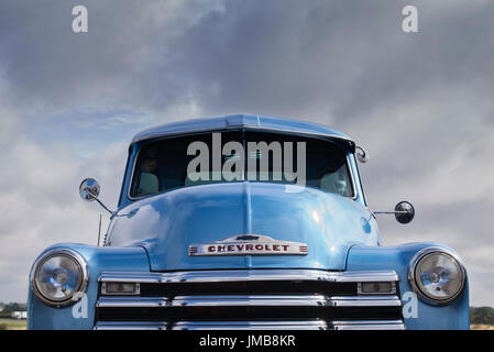 1951 Blau Chevrolet Pickup Truck auf ein amerikanisches Auto zeigen. Essex. Großbritannien Stockfoto