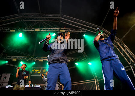 BARCELONA - 18 JUN: Abschnitt Boyz (Rap-Band) führen im Konzert beim Sonar Festival am 18. Juni 2016 in Barcelona, Spanien. Stockfoto