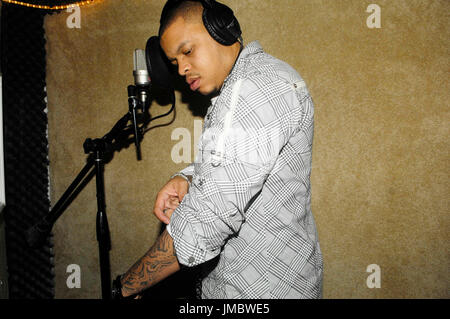 Dr. Dre son Curtis Young aka Hood Surgeon exklusives Aufnahmestudio Porträt Los Angeles. Stockfoto