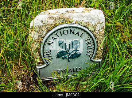 Die Gedenktafel des National Trust Escalls, Cornwall, England, Großbritannien Stockfoto