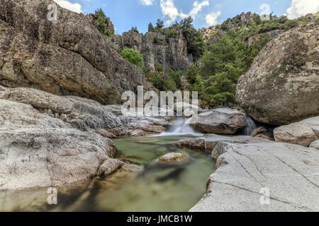 Gorges De La Restonica, Korsika, Frankreich Stockfoto