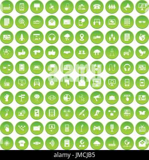 100 Kommunikation Icons set grün Stock Vektor