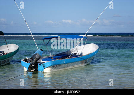 Angeln/Schnorcheln Kleinboot, Costa Maya Mahahual, Mexiko Stockfoto