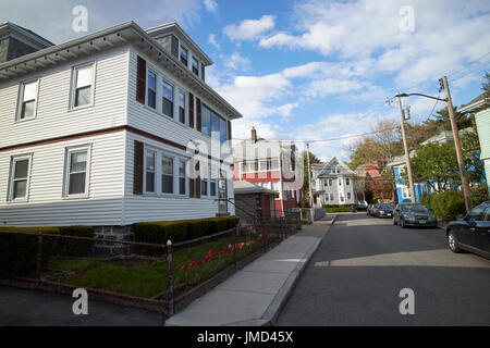 großen viktorianischen Stil Häuser in Savin Hill Avenue wohlhabenden viktorianischen Wohngegend Boston USA Stockfoto