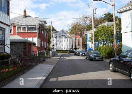 großen viktorianischen Holzhäusern in Savin hill Avenue wohlhabenden viktorianischen Wohngegend Boston USA Stockfoto