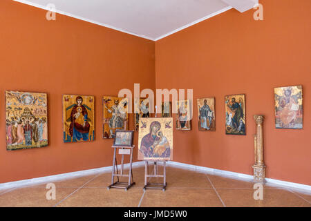 Ikonen aus der byzantinischen Museum in Zakynthos-Stadt, Insel Zakynthos, Ionan Inseln, Griechenland Stockfoto