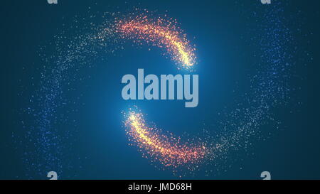 Öffnen Intro Blitzlicht, Lens Flare, Drehung Partikel. 3D-Rendering Stockfoto