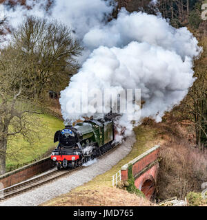 Die Flying Scotsman in Darnholme, in der Nähe von Goathland Stockfoto