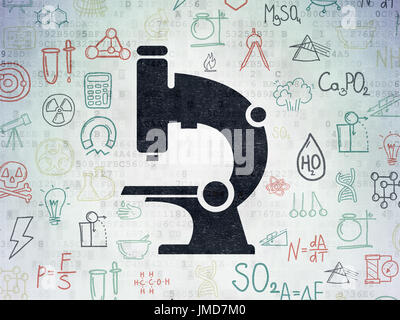 Wissenschaft-Konzept: Mikroskop auf digitale Daten Papierhintergrund Stockfoto