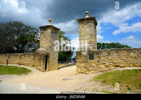 Die alten Stadttore, historische St. Augustine Florida die älteste Stadt Amerikas Stockfoto