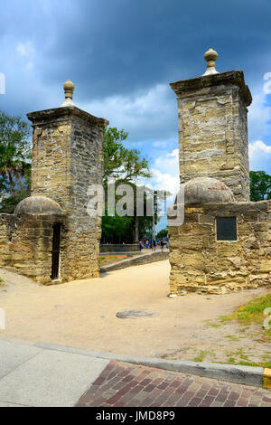 Die alten Stadttore, historische St. Augustine Florida die älteste Stadt Amerikas Stockfoto