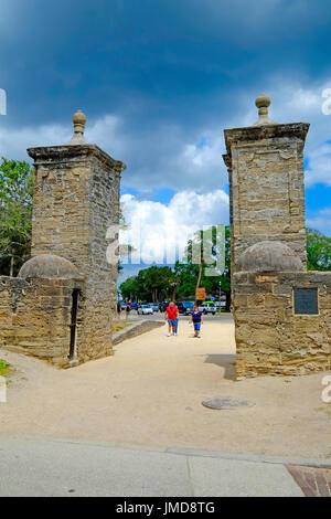 Die alten Stadttore, historische St. Augustine Florida die älteste Stadt Amerikas Stockfoto