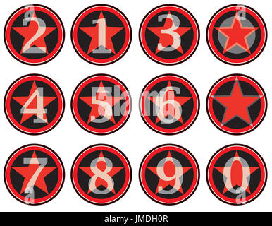 Alphabet zahlen Retro Style. American Vintage finger Zeichen für die schulische Bildung Partei design Stockfoto