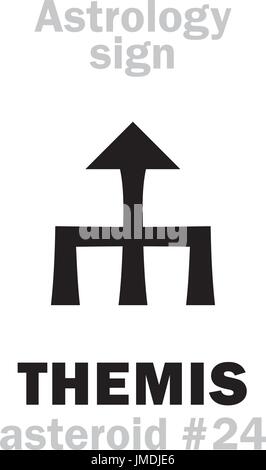 Astrologie-Alphabet: THEMIS, Asteroid #24. Hieroglyphen Charakter Zeichen (einzelnes Symbol). Stock Vektor