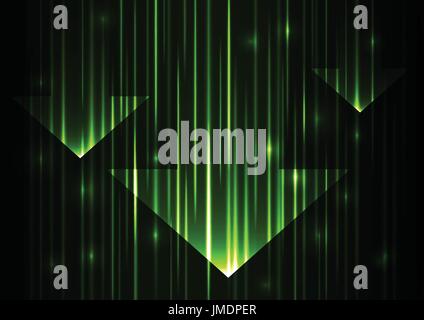 Grüner Pfeil abstrakte Technologie Hintergrund, helle Geschwindigkeit Abstract Background, leuchtende Linie vertikale Abstract Background, Vector Illustration Stock Vektor