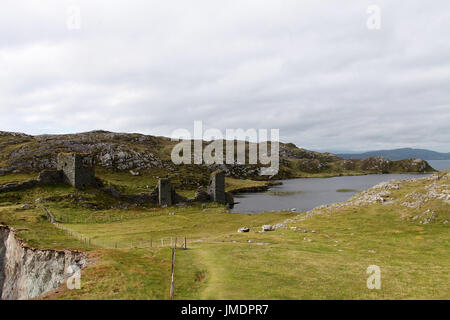 Dunlough Burg stehen auf der Landenge, die drei Burg Kopf mit dem Festland verbindet Stockfoto